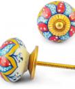 Multicolour Colour Flower Ceramic Knob