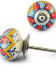 Multicolour Colour Flower Ceramic Knob