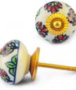 Four Flower White Ceramic knob
