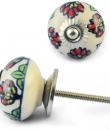 Four Flower White Ceramic knob