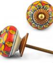 Yellow and Red Ceramic Knob