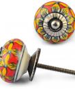 Yellow and Red Ceramic Knob