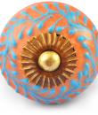 Turquoise design on Brown Ceramic knob