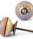 Turquoise design on Brown Ceramic knob