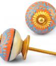 Turquoise design on Brown Ceramic knob