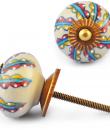 Multicolour design on White Ceramic knob
