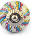 Multicolour design on White Ceramic knob