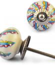 Multicolour design on White Ceramic knob