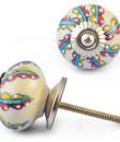 Multicolour design on White Ceramic knob