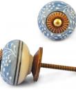 White Embossed design on Purple and White Ceramic knob