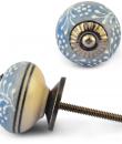 White Embossed design on Purple and White Ceramic knob