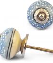 White Embossed design on Purple and White Ceramic knob