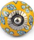 White design on Yellow Ceramic knob