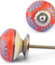 Turquoise Embossed design on Red Ceramic knob