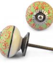 Red Embossed design on Lime Green and White Base Ceramic knob