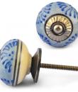 Blue design on Light Blue and White Base Ceramic knob