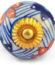 Red and Blue Flower on White Base Ceramic knob