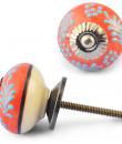 Turquoise design on Red and White Base knob