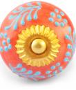 Turquoise design on Red and White Base knob