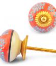 Turquoise design on Red and White Base knob