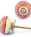 Turquoise design on Red and White Base knob