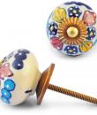 Multicolour on White base ceramic knob