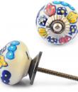 Multicolour on White base ceramic knob