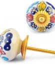 Multicolour on White base ceramic knob