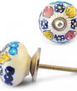 Multicolour on White base ceramic knob