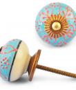 Red design on Turquoise and White Base knob