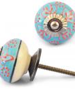Red design on Turquoise and White Base knob