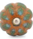 KNM-015-Turquoise Flowers and Green leaf with Brown Base Melon knob (Big)