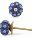 KNM-020-Turquoie Flower with Blue Base Melon Knob (Small)