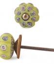 KNM-036-Pink, White dots with Lime Green base knob