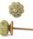 KNM-036-Pink, White dots with Lime Green base knob