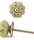 KNM-036-Pink, White dots with Lime Green base knob