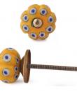 KNM-038-Blue and White dots with Yellow Base knob