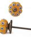 KNM-038-Blue and White dots with Yellow Base knob