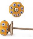 KNM-038-Blue and White dots with Yellow Base knob