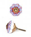 KPS-4467 - Red and Blue flower and White knob