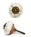 KPS-4542 Green Flowers and Leaves Cabinet Knob-Antique Brass