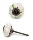 KPS-4542 Green Flowers and Leaves Cabinet Knob-Antique Silver