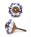 KPS-4543 - Blue Floral and Leaf Design on a White Ceramic Cabinet