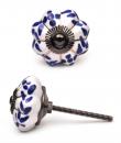 KPS-4543 - Blue Floral and Leaf Design on a White Ceramic Cabinet