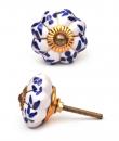 KPS-4543 - Blue Floral and Leaf Design on a White Ceramic Cabinet