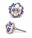 KPS-4543 - Blue Floral and Leaf Design on a White Ceramic Cabinet
