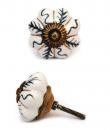 KPS-4544 - White Ceramic Cabinet Knob with Blue and Gold Design