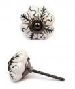 KPS-4544 - White Ceramic Cabinet Knob with Blue and Gold Design
