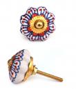 KPS-4467 - Red and Blue flower and White knob