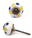 KPS-4583 - Yellow flower and Blue dots and White knob